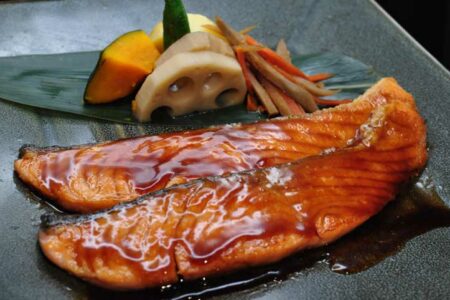 Salmon teriyaki by Hana Japanese Eatery in Phoenix, Arizona